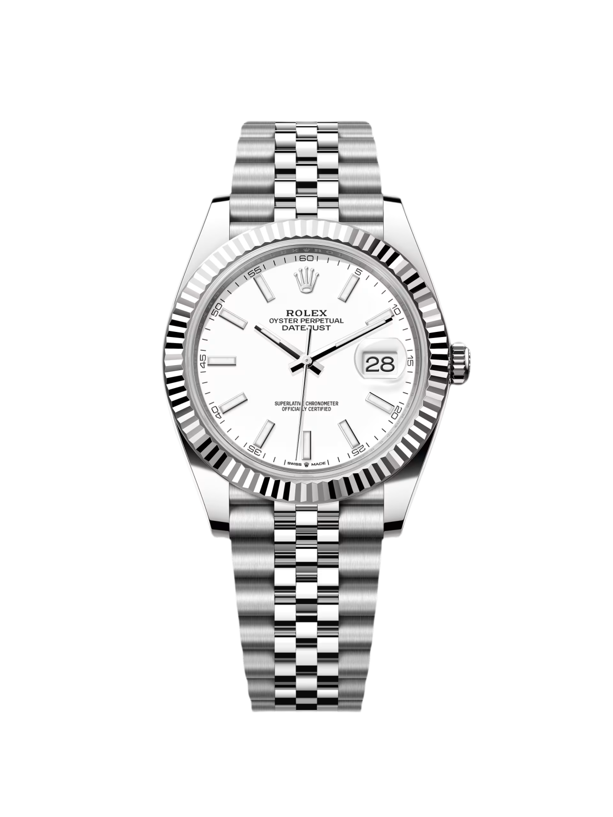 【Super Clone】ROLEX  Datejust 41mm  White Index Oyster Stainless Steel Men's Watch - 126334