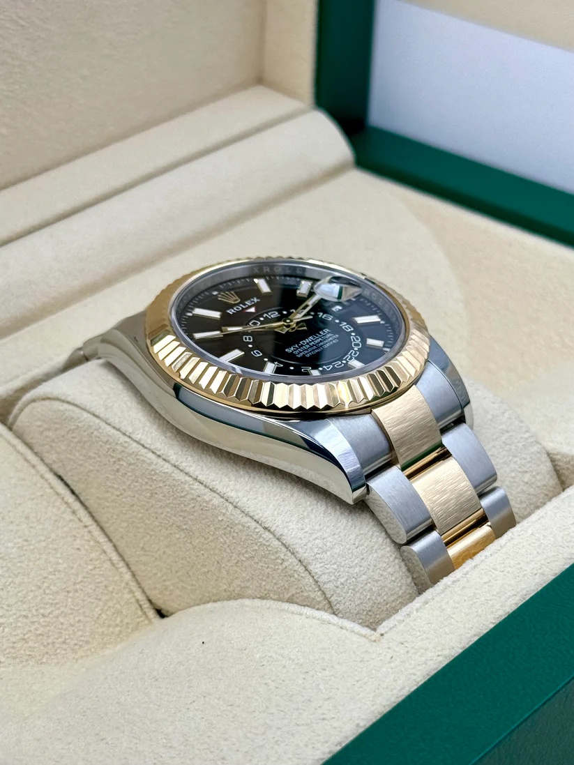 【Super Clone】ROLEX  Sky-Dweller 42mm 336933-0003/0004 Two-Tone Yellow Gold Black Dial Jubilee