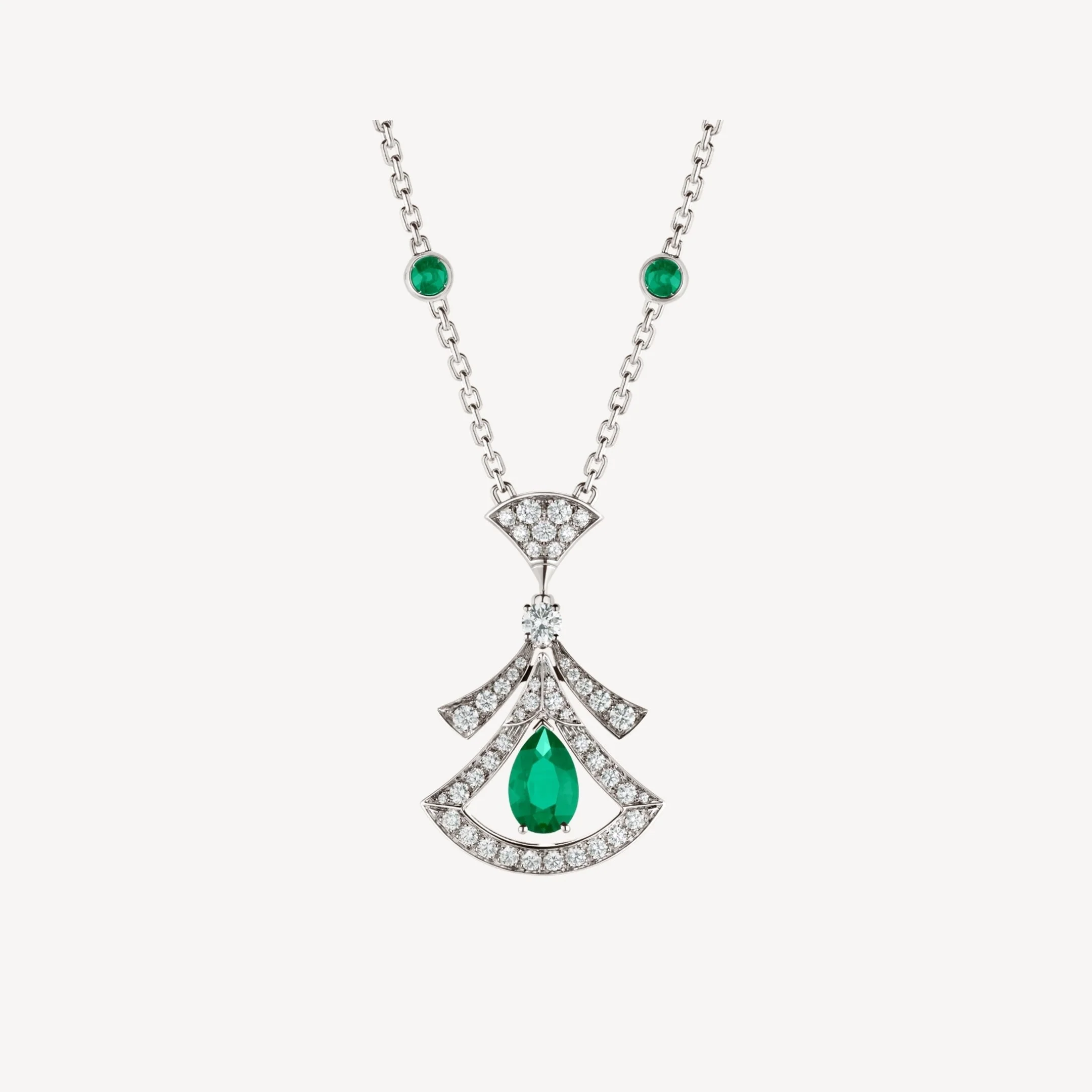 Regalia jewelryDREAM NECKLACE MALACHITE DIAMOND SILVER
