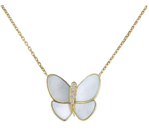 Regalia jewelryBUTTERFLY GOLD MOP DIAMOND NECKLACE