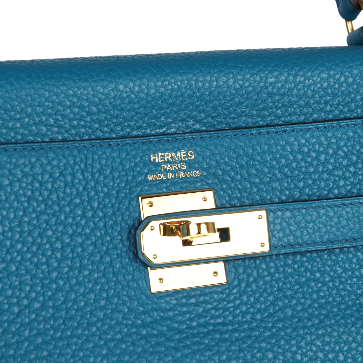 Hermès Kelly Retourne 35 Cobalt Clemence Gold Hardware