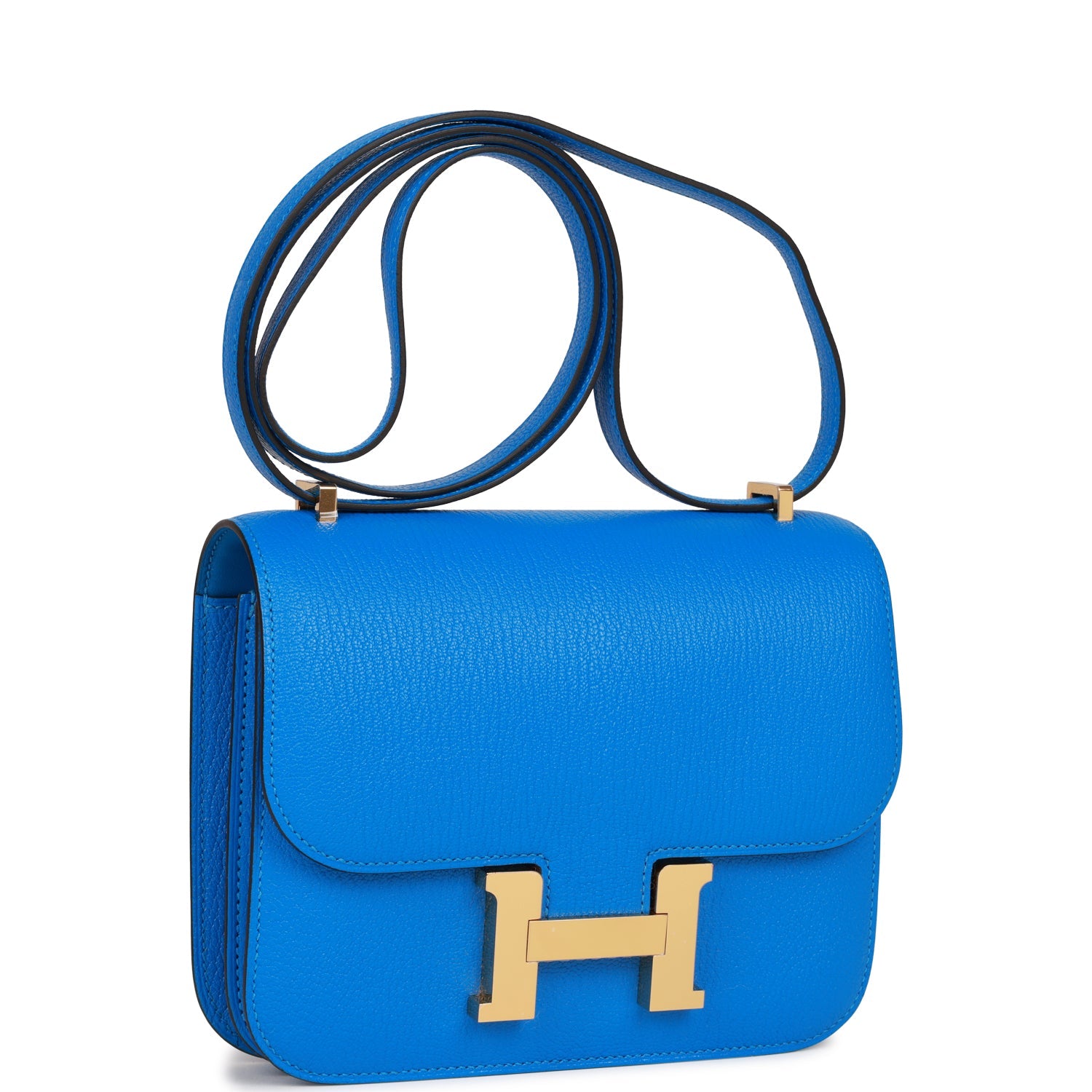 Hermès Constance 18 Bleu Hydra Chevre Gold Hardware