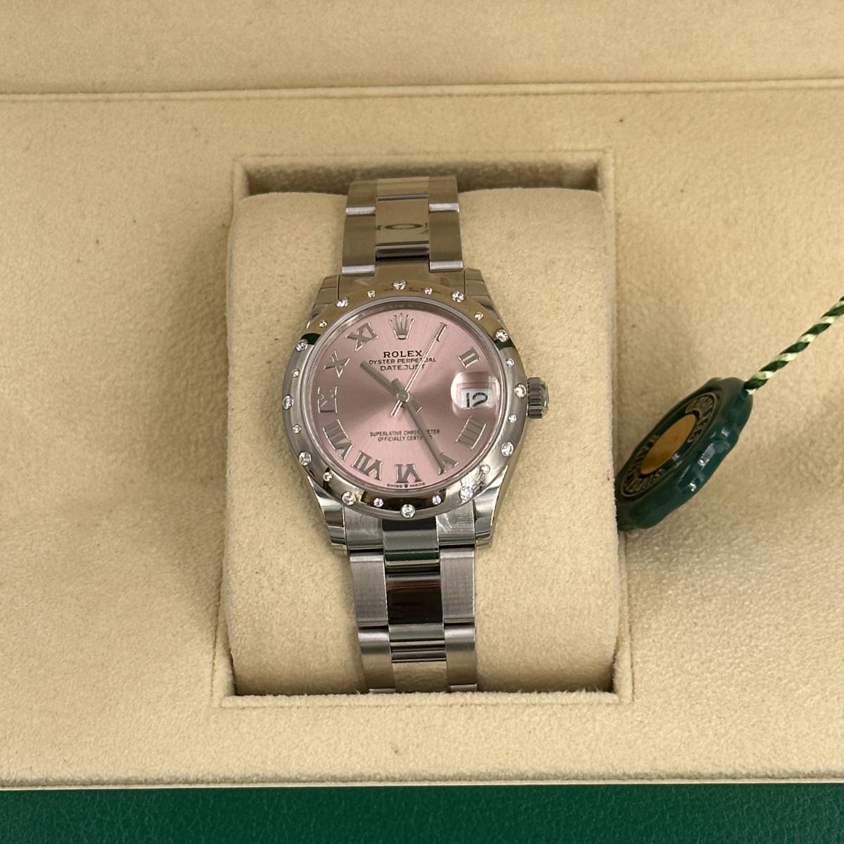【Super Clone】ROLEX Datejust m278344-0021/0022 Pink Dial 31mm Domed Diamond Oyster Watch