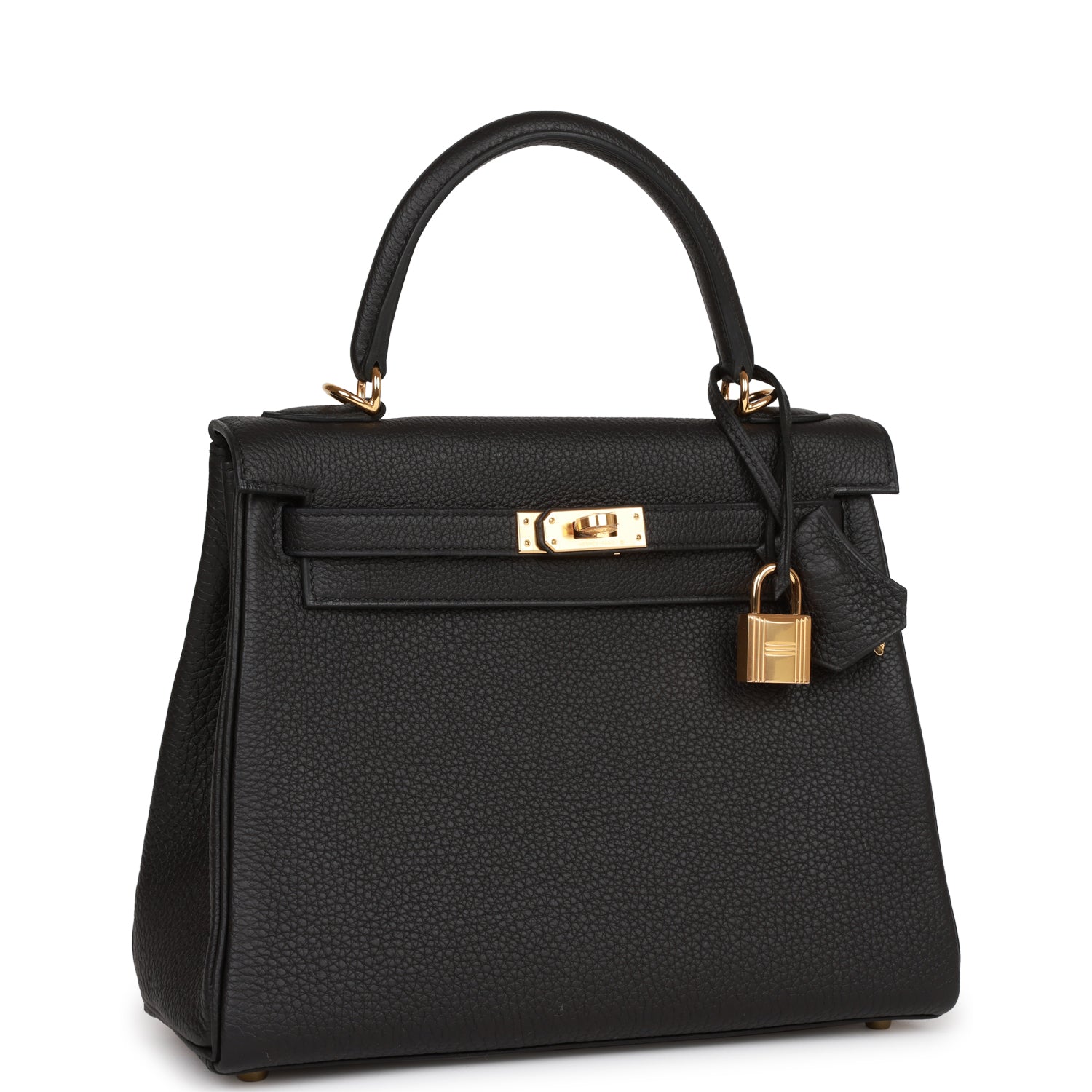 Hermès Kelly Retourne 25 Black Togo Gold Hardware