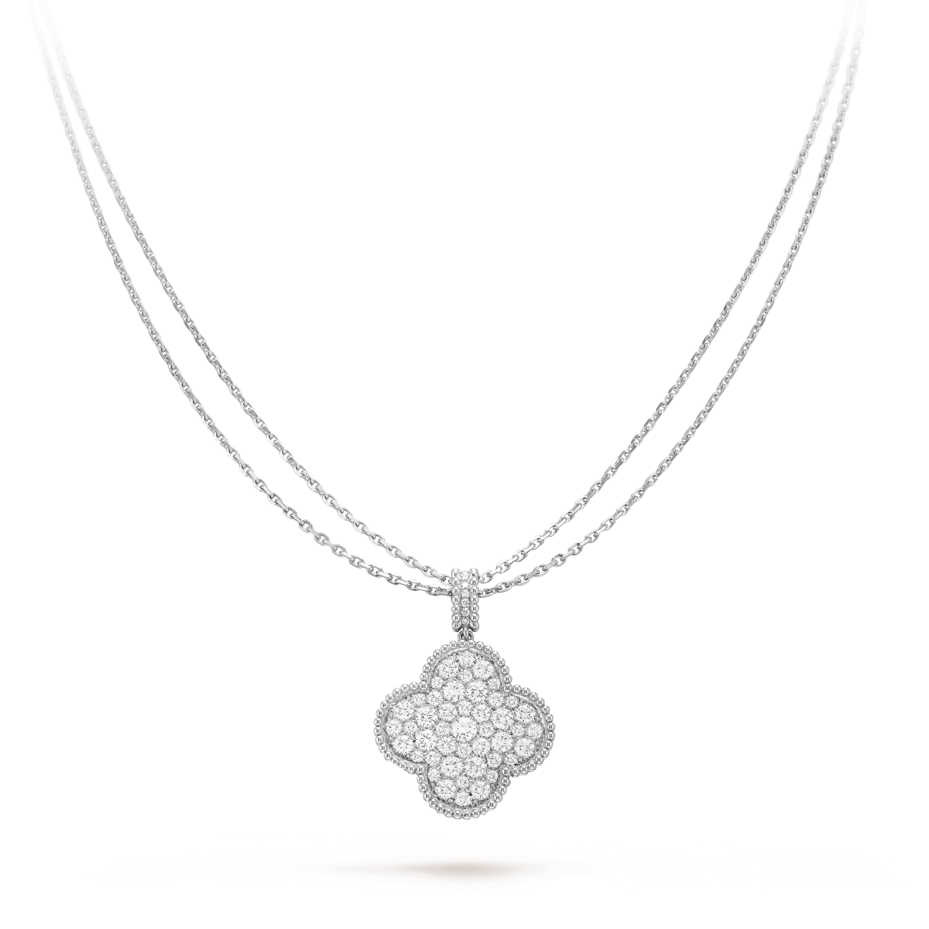 Regalia jewelryCLOVER 25MM SILVER FULL DIAMOND BIG CLOVER NECKLACE