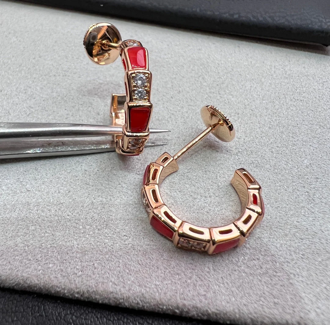 Regalia jewelrySERPENTI CARNELIAN PINK GOLD EARRINGS