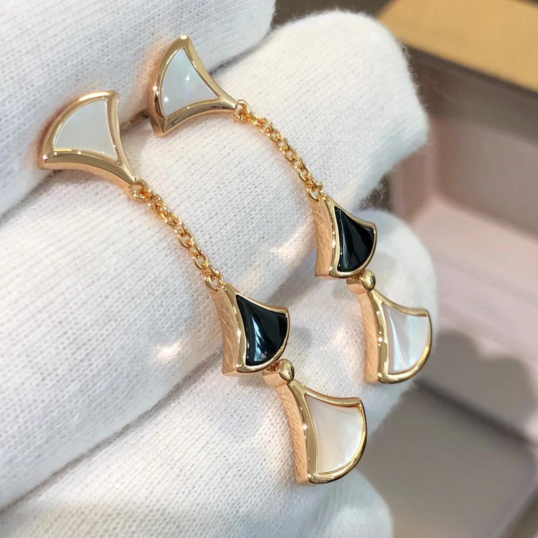 Regalia jewelryDREAM EARRINGS 3 MOTIFS ONYX MOP PINK GOLD