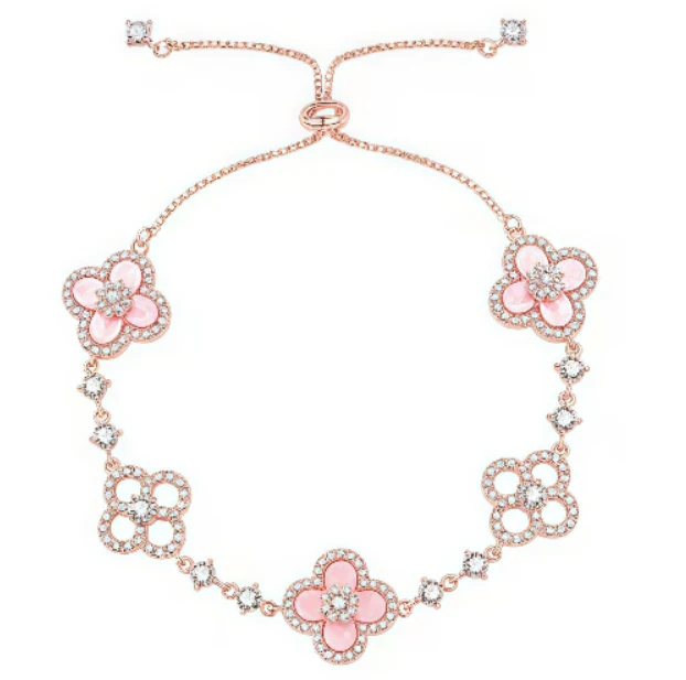 Regalia jewelryCLOVER 5 MOTIF PINK BLUE RED WHITE BRACELET