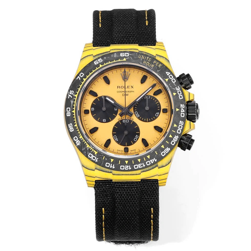 【Super Clone】ROLEX Cosmograph Daytona DIW Carbon Yellow “BUMBLEBEE” 40mm Replica 1:1 – Top Quality Version