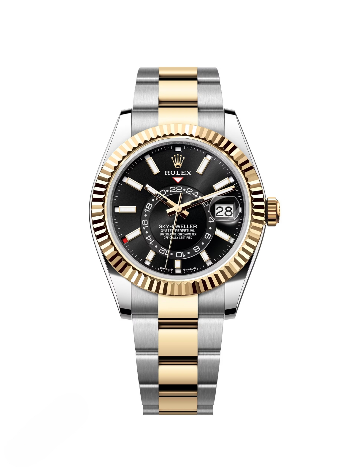 【Super Clone】ROLEX Sky-Dweller 42mm 336933-0003/0004 Two-Tone Yellow Gold Black Dial Jubilee