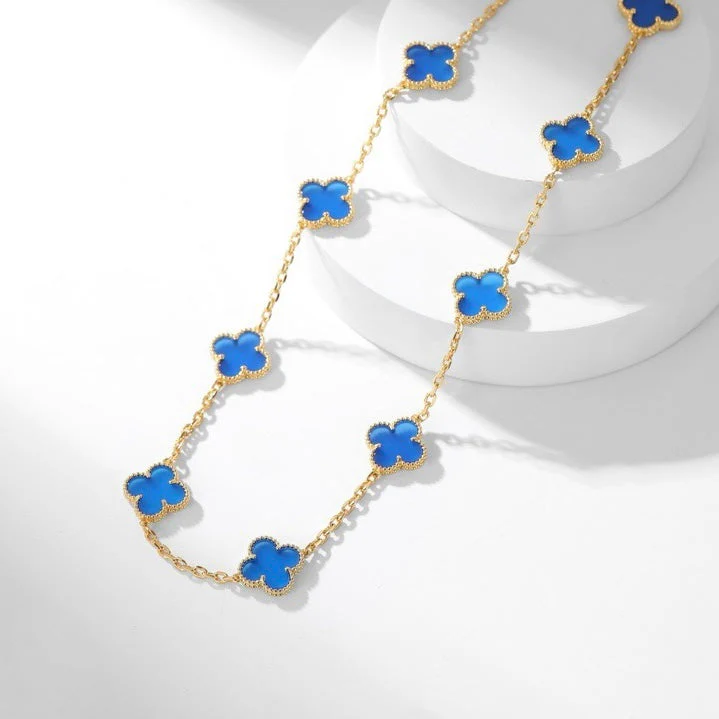 Regalia jewelryCLOVERS THE 10-MOTIFS BLUE AGATE NECKLACE