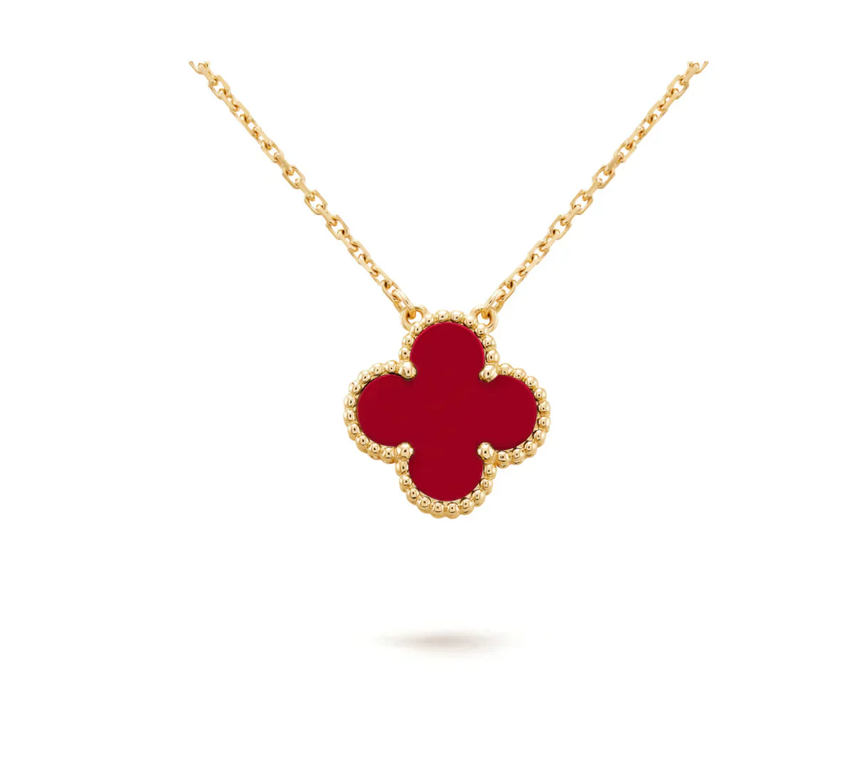 Regalia jewelryCLOVER 15MM CARNELIAN SINGLE FLOWER NECKLACE