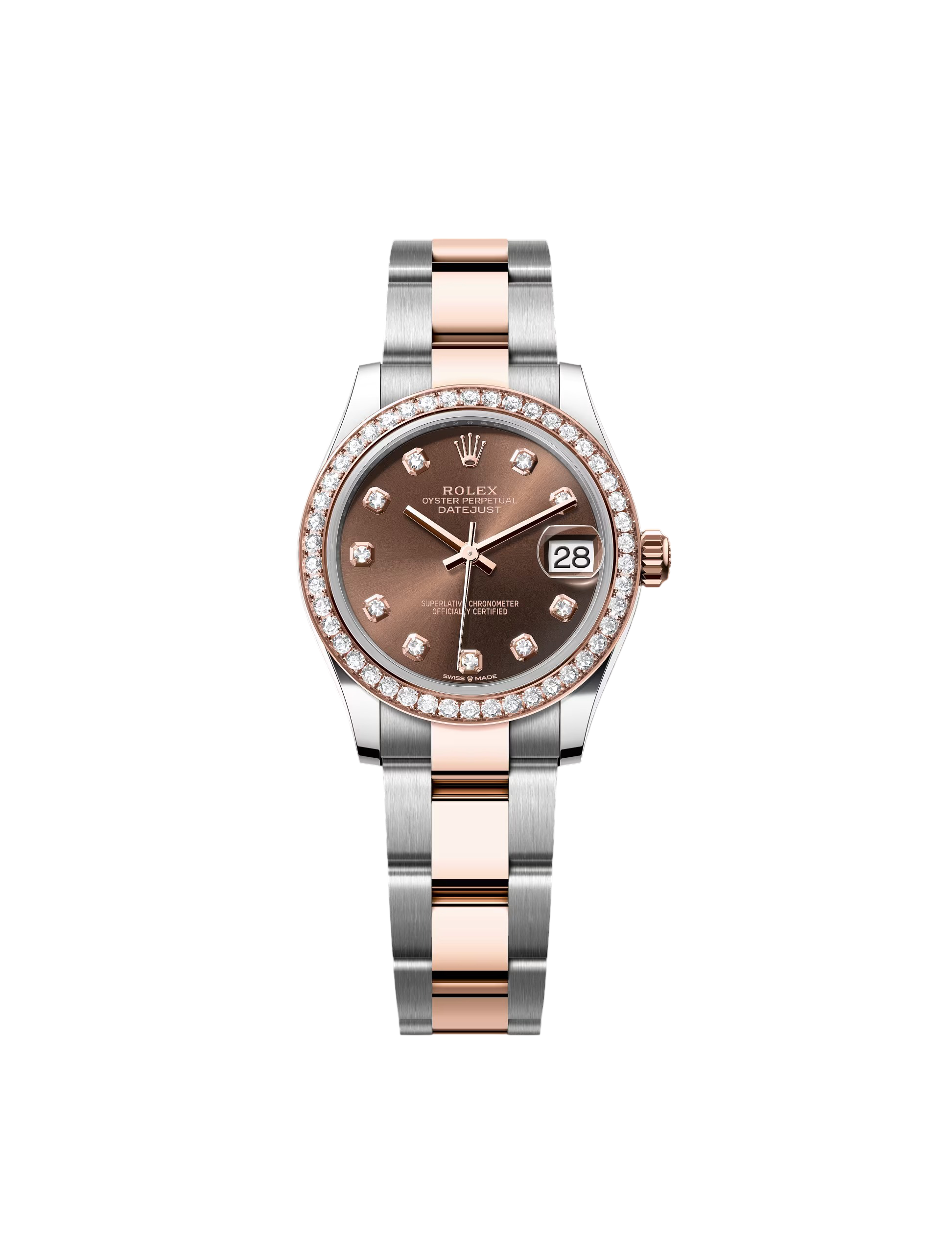 【Super Clone】ROLEX Datejust m278381-0027/0028 Chocolate Diamond 31mm Dial Diamond-Set Bezel and Oyster Bracelet Watch
