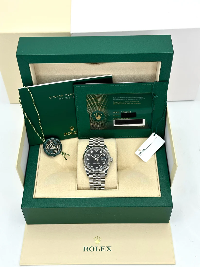 【Super Clone】 ROLEX  Datejust 36mm 126234 Black Diamond Dial Stainless Steel Oyster Mens Watch