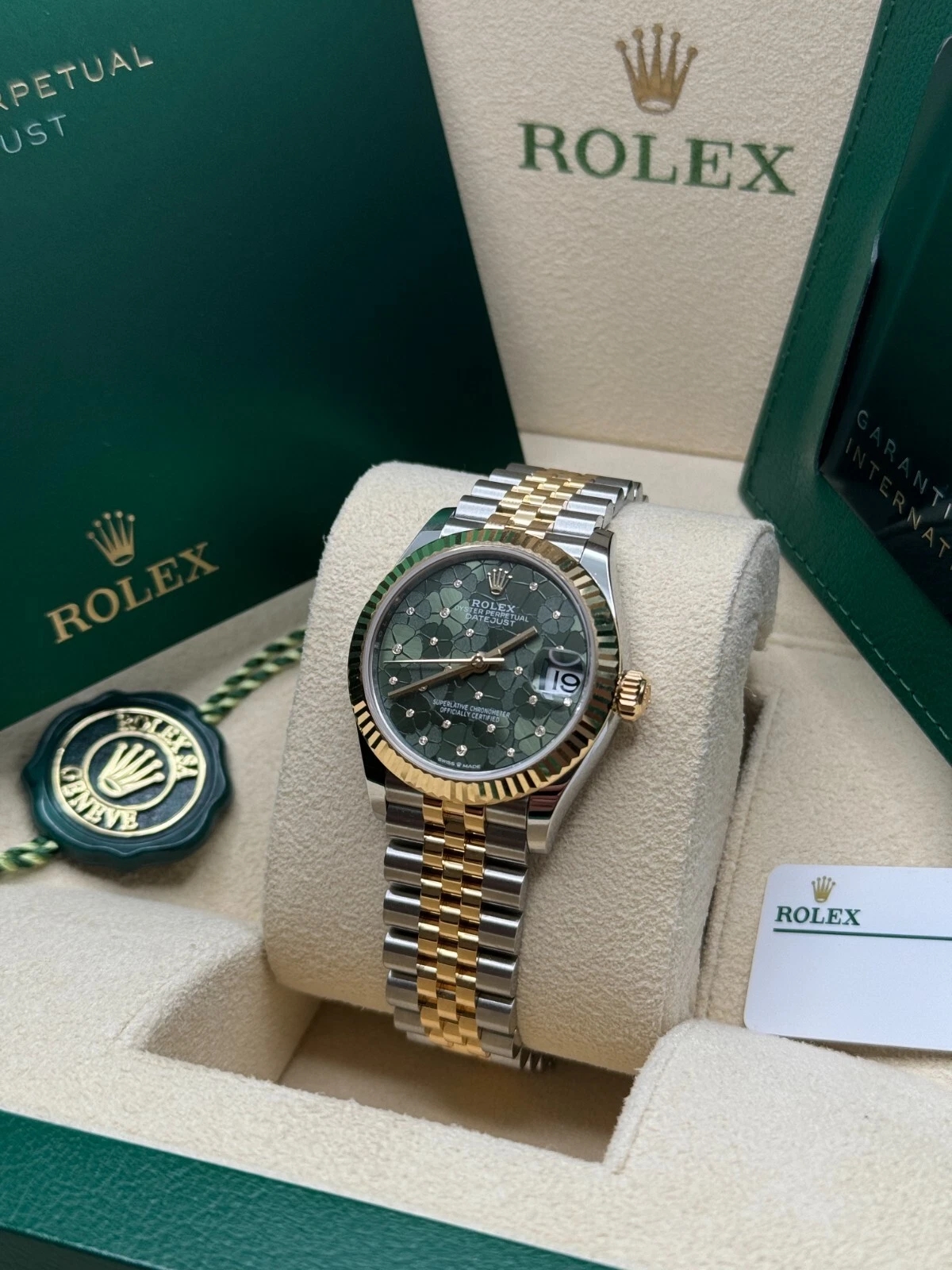 【Super Clone】ROLEX Datejust m278273-0031/0032 31mm Olive Green Floral Motif Dial Stainless Steel and Yellow Gold Oyster Watch