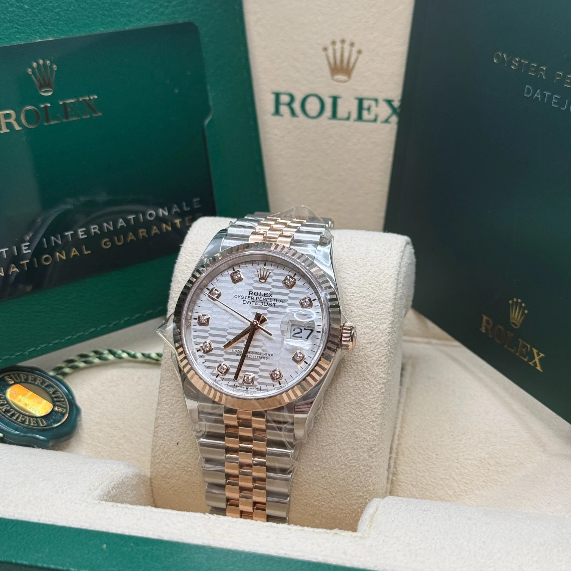 【Super Clone】ROLEX  Datejust 36mm 126231 Silver Fluted Motif Dial Oystersteel and Everose gold Bracelet