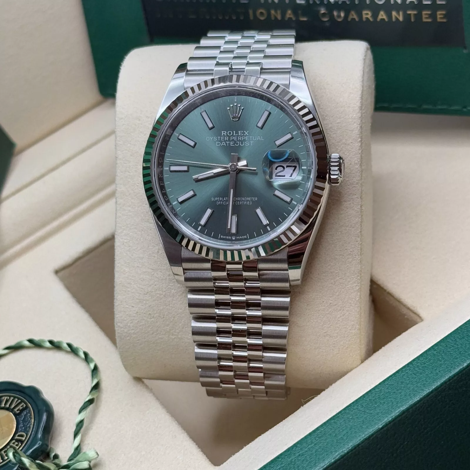 【Super Clone】ROLEX Datejust 41mm Mint Green Dial Jubilee Bracelet Watch - 126334