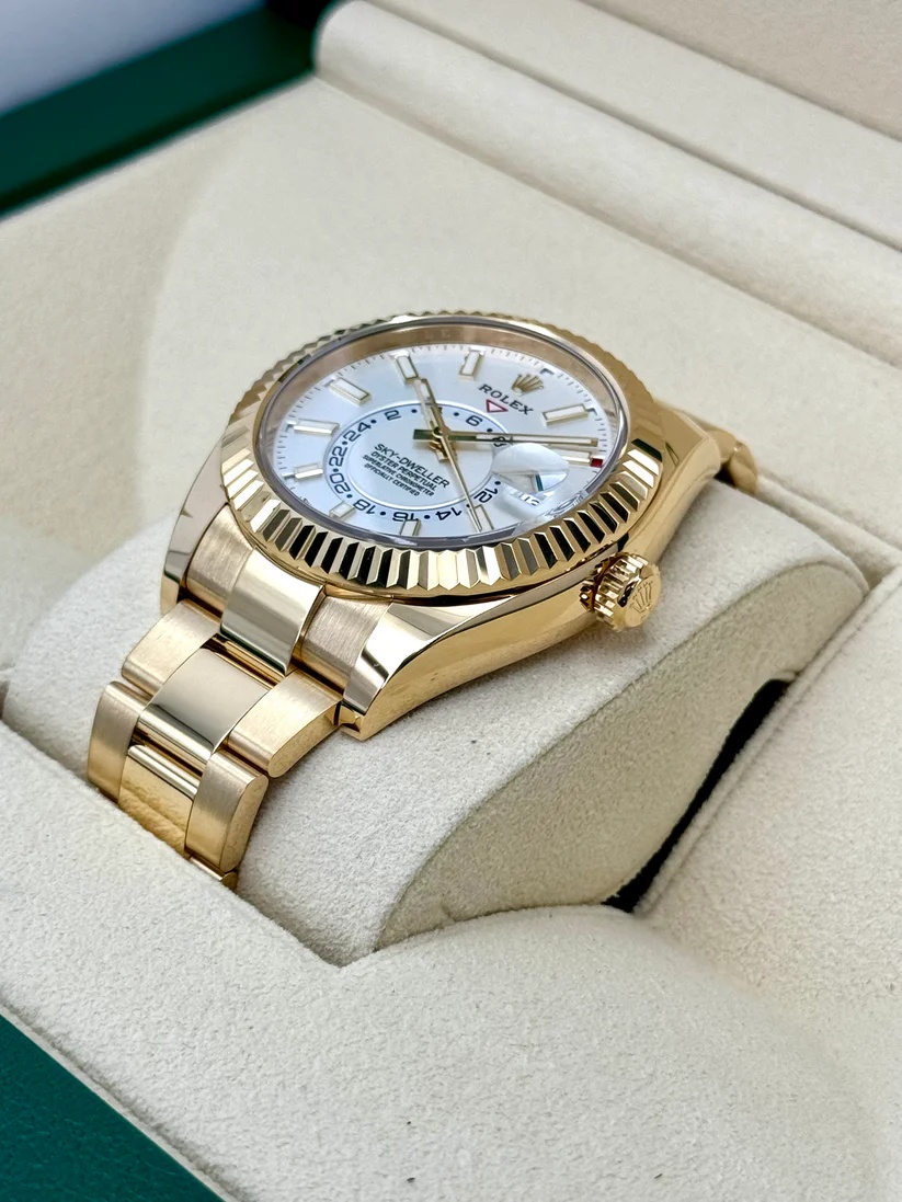 【Super Clone】ROLEX  Sky-Dweller 42mm 336938-0003/0006 Yellow Gold White Dial Jubilee