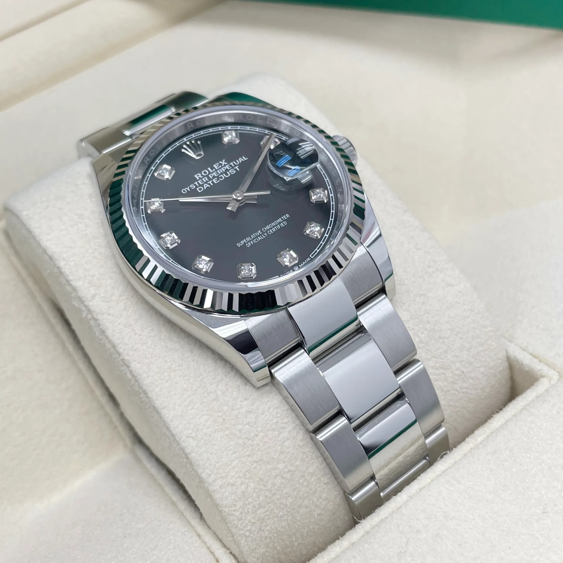【Super Clone】 ROLEX  Datejust 36mm 126234 Black Diamond Dial Stainless Steel Oyster Mens Watch