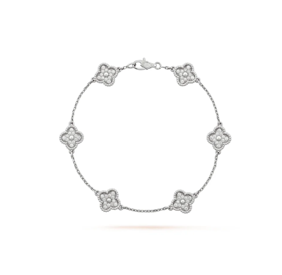 Regalia jewelryCLOVER 6 MOTIF SILVER DIAMOND BRACELET