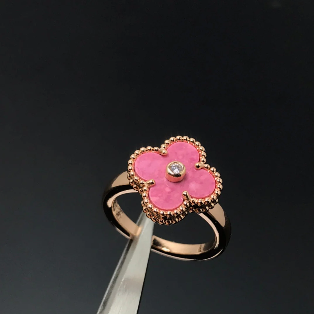 Regalia jewelryCLOVER RHODONITE ROSE GOLD RING