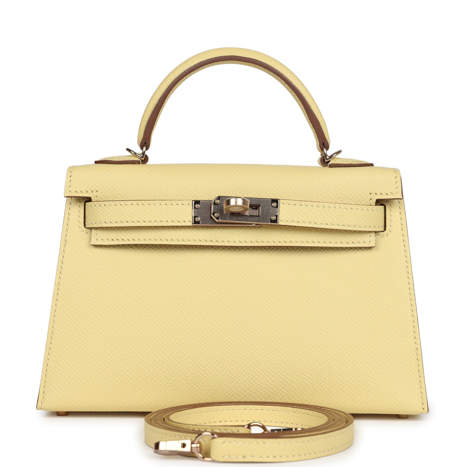 Hermès Special Order (HSS) Kelly Sellier 20 Jaune Poussin Verso Epsom Permabrass Hardware