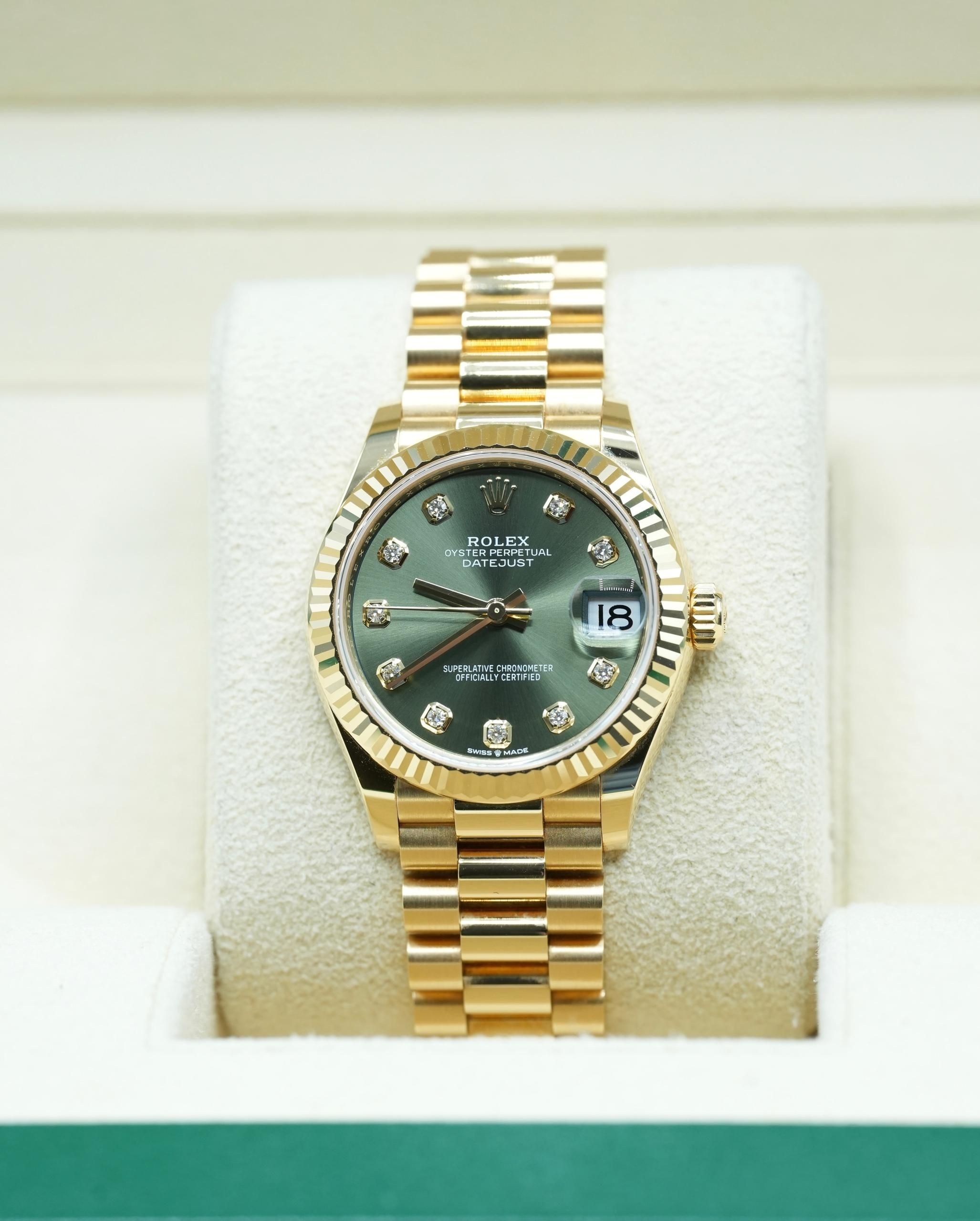 【Super Clone】ROLEX Datejust m278278-0011 Olive Green 31mm Dial President Bracelet Watch