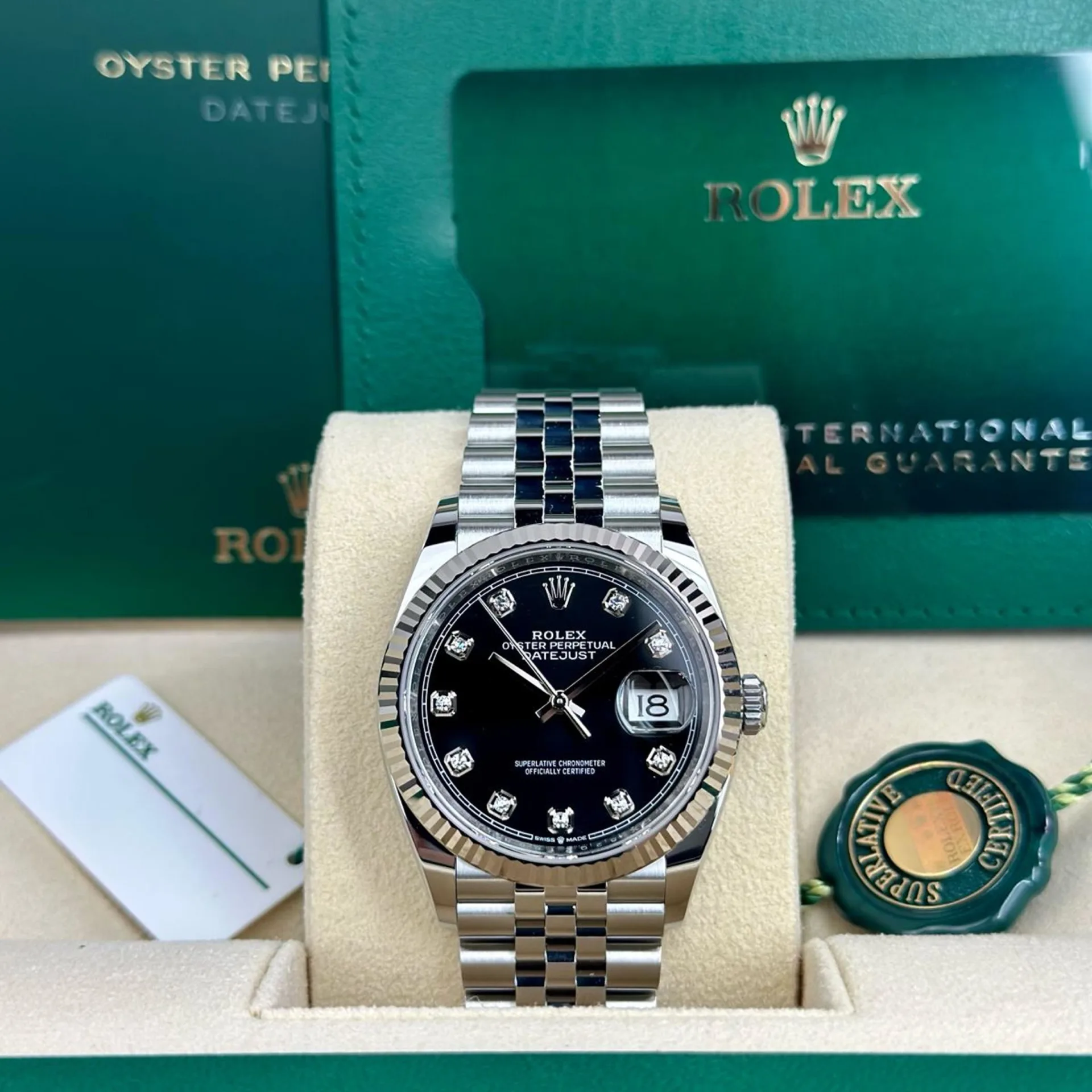【Super Clone】 ROLEX  Datejust 36mm 126234 Black Diamond Dial Stainless Steel Oyster Mens Watch