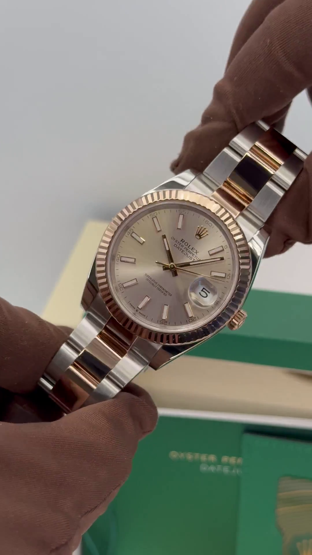 【Super Clone】ROLEX Datejust 41mm 126331 Sundust Index Oyster Steel and Everose Gold Watch