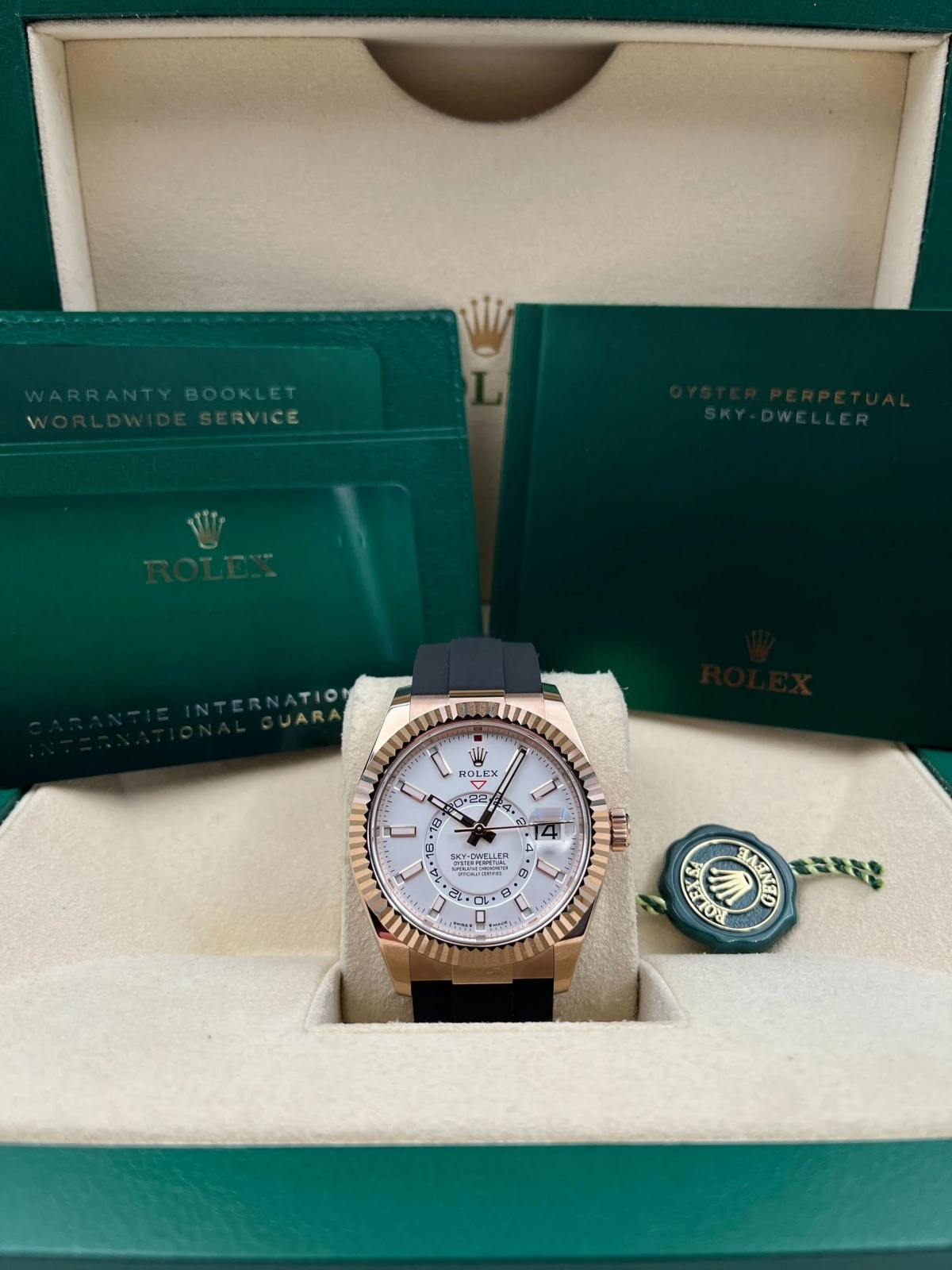 【Super Clone】ROLEX Sky-Dweller 42mm Rose Gold White Dial Oysterflex - 336235