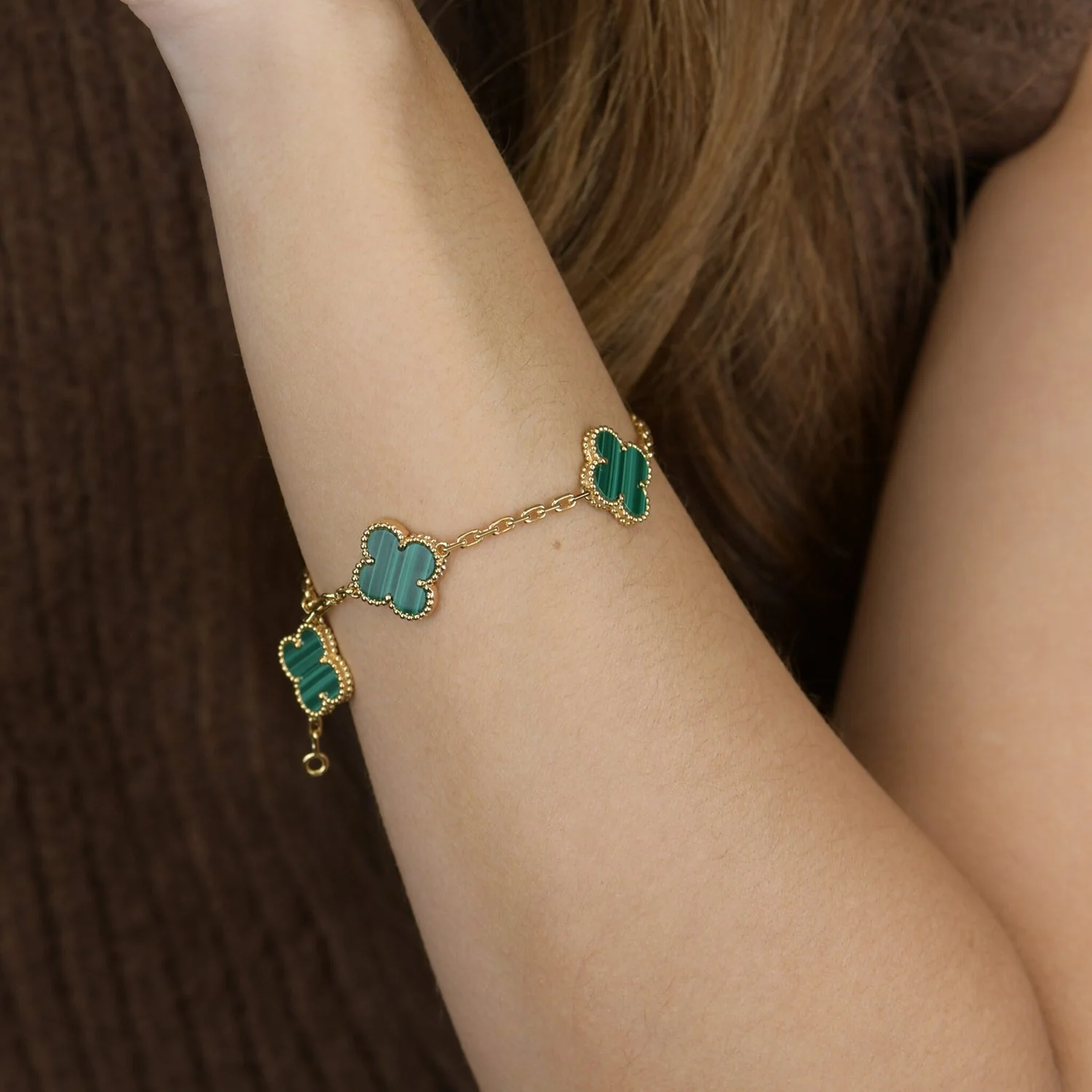Regalia jewelryCLOVER 5 MOTIFS MALACHITE BRACELET