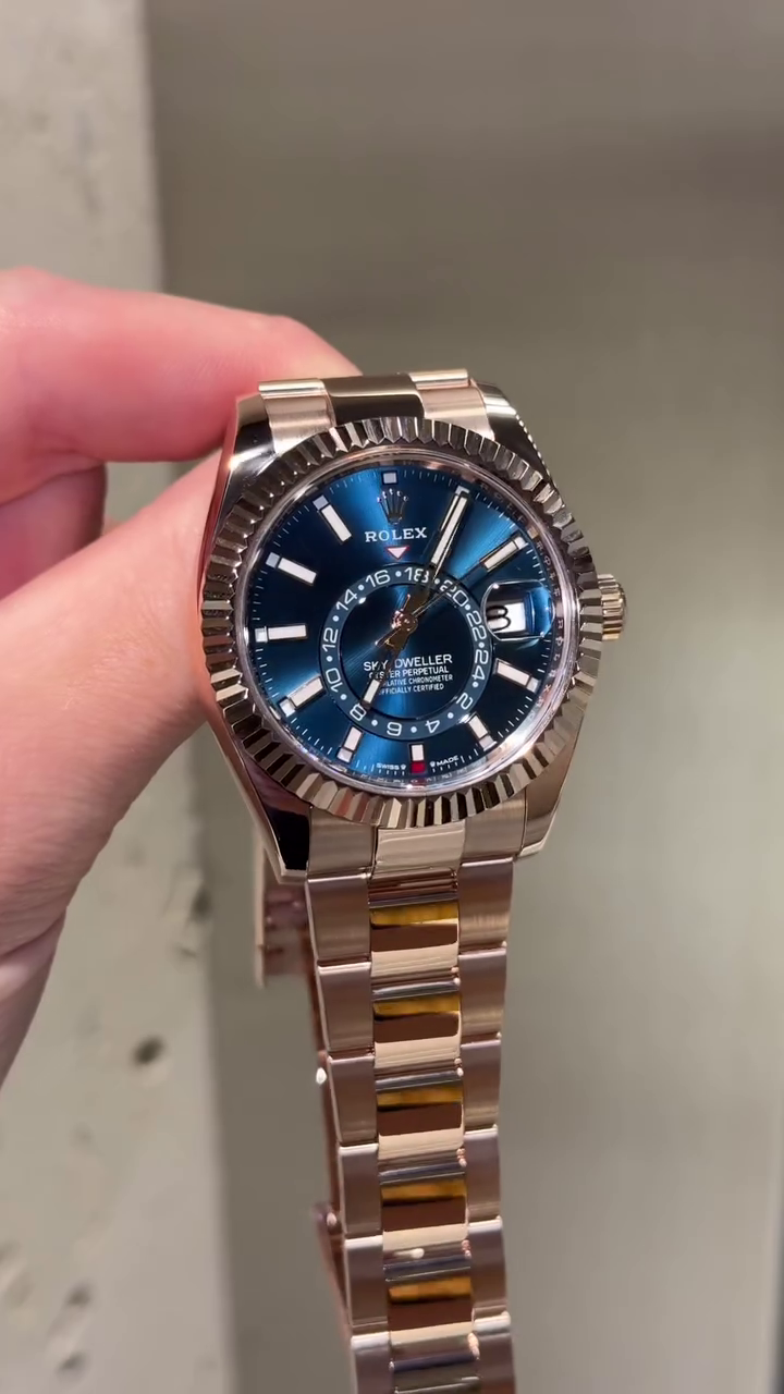 【Super Clone】ROLEX  Sky-Dweller 42mm 336935-0001/0005 Rose Gold Blue Dial Oyster