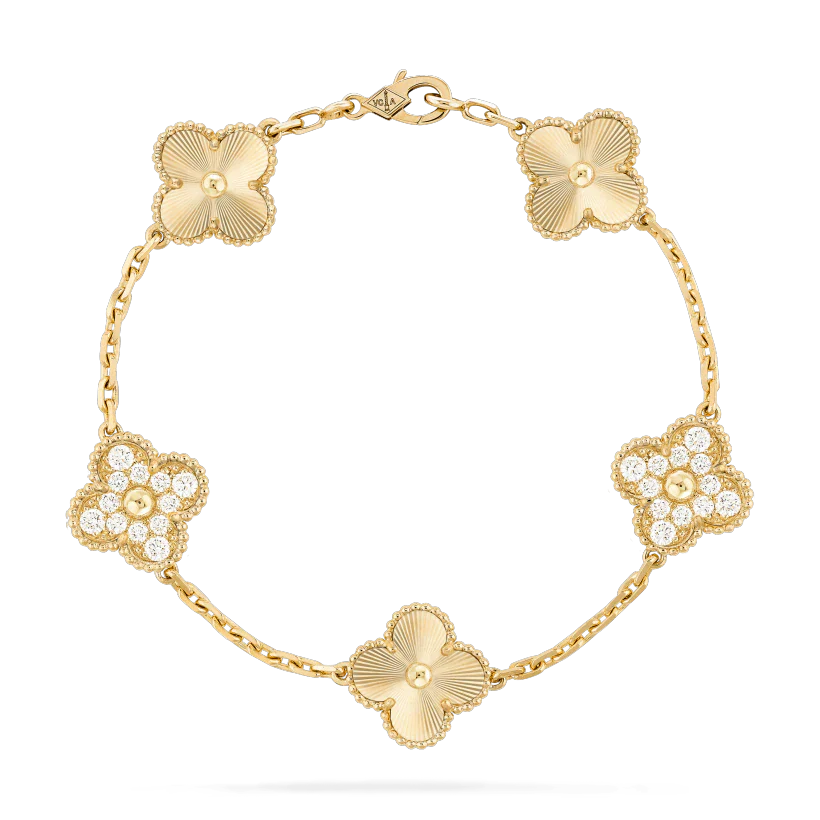 Regalia jewelryCLOVER BRACELET 5 MOTIFS GOLD DIAMOND