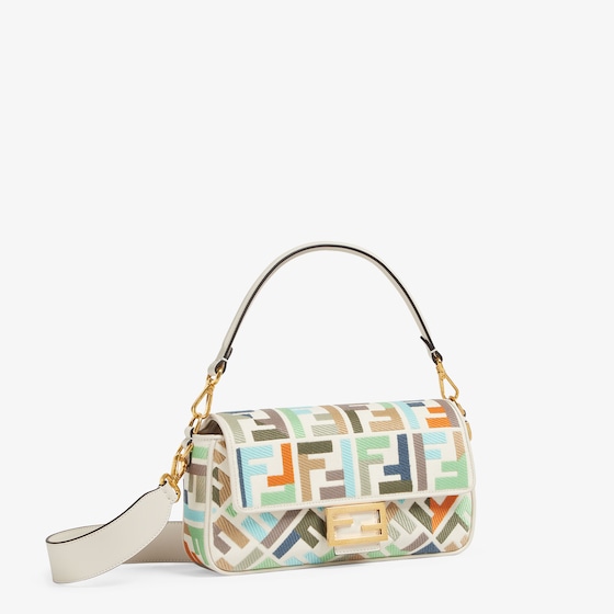 Baguette Canvas Bag With Multicolor FF Embroidery