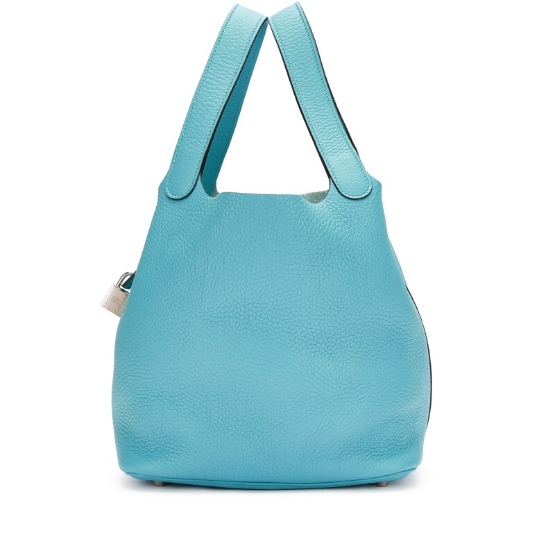 Hermès Bleu Saint Cyr Clemence Picotin Lock 22 Palladium Hardware