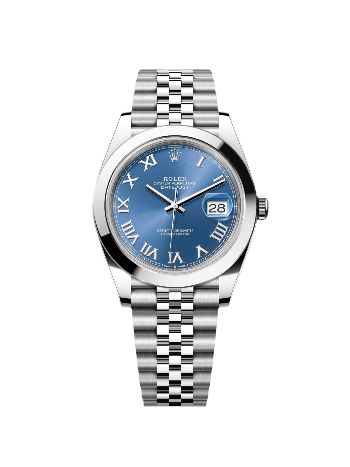 【Super Clone】ROLEX Datejust 41mm 126300 Blue Roman Oyster Stainless Steel Watch