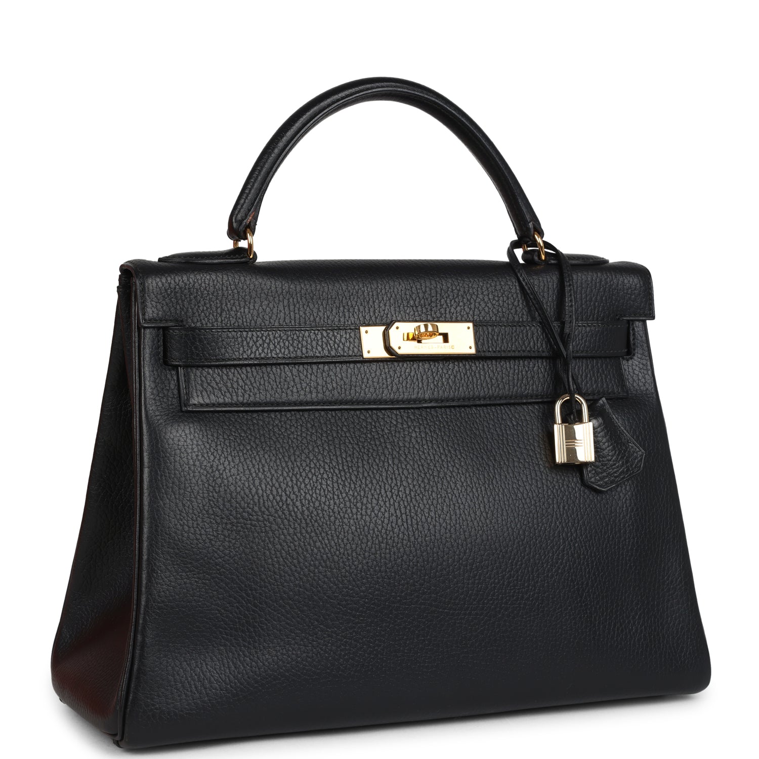 Vintage Hermès Kelly Retourne 32 Black Ardennes Gold Hardware