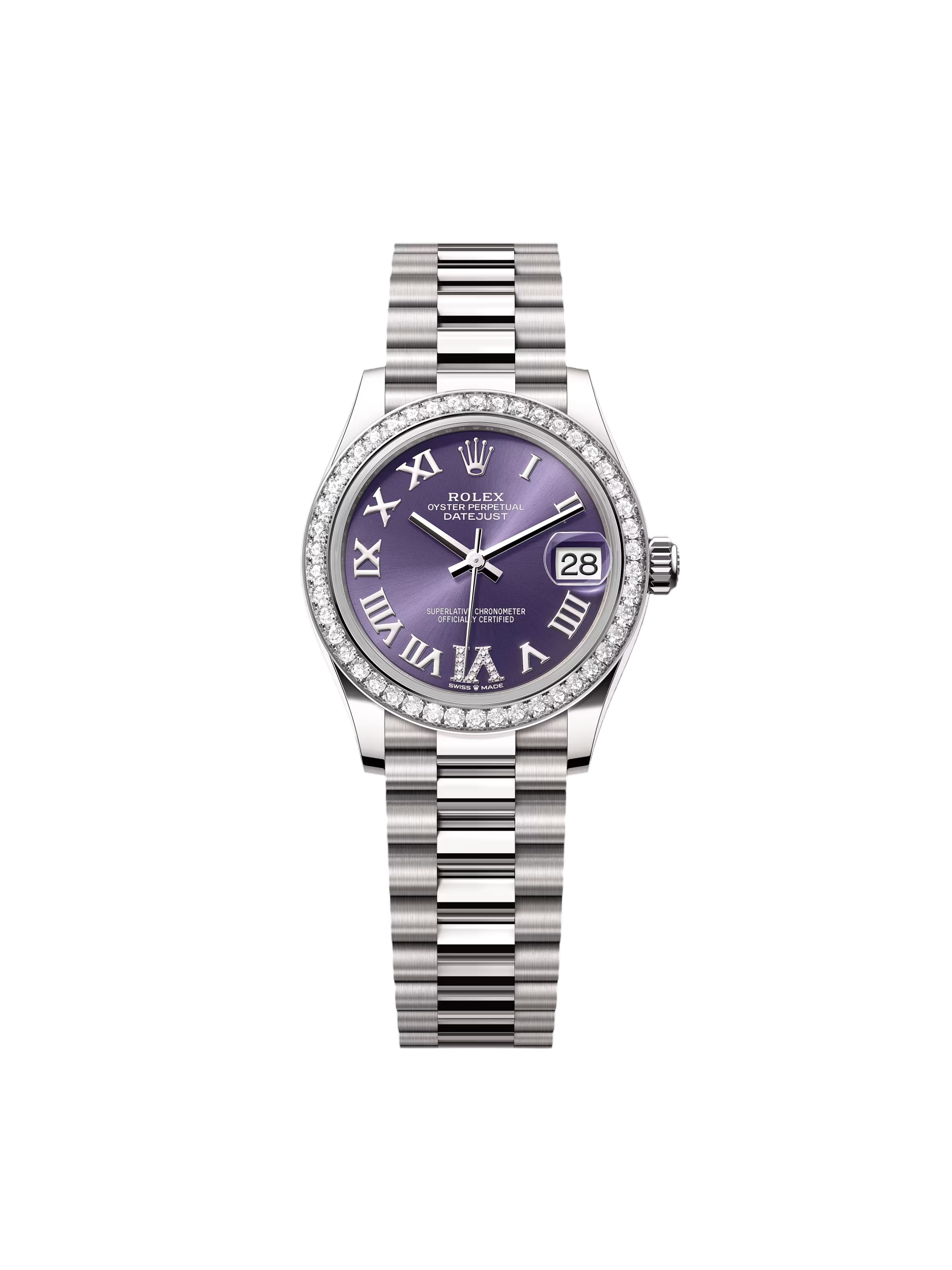 【Super Clone】RLX Datejust m278289RBR-0019 Aubergine Dial White Gold President Watch