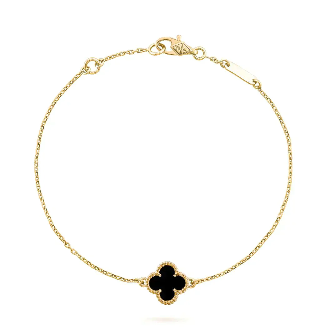 Regalia jewelryCLOVER ONYX SINGLE FLOWER BRACELET