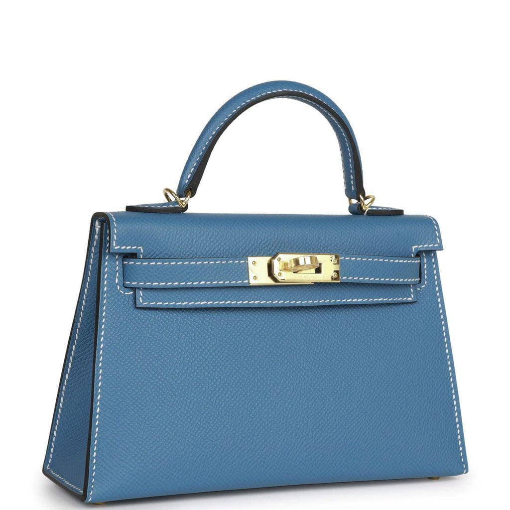 Hermès Kelly Sellier 20 Blue Jean Epsom Gold Hardware
