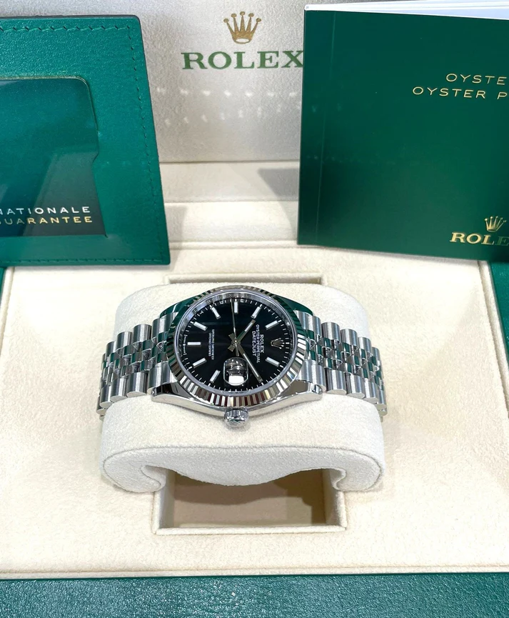【Super Clone】 ROLEX  Datejust 36mm 126234 Black Index Jubilee Stainless Steel Mens Watch