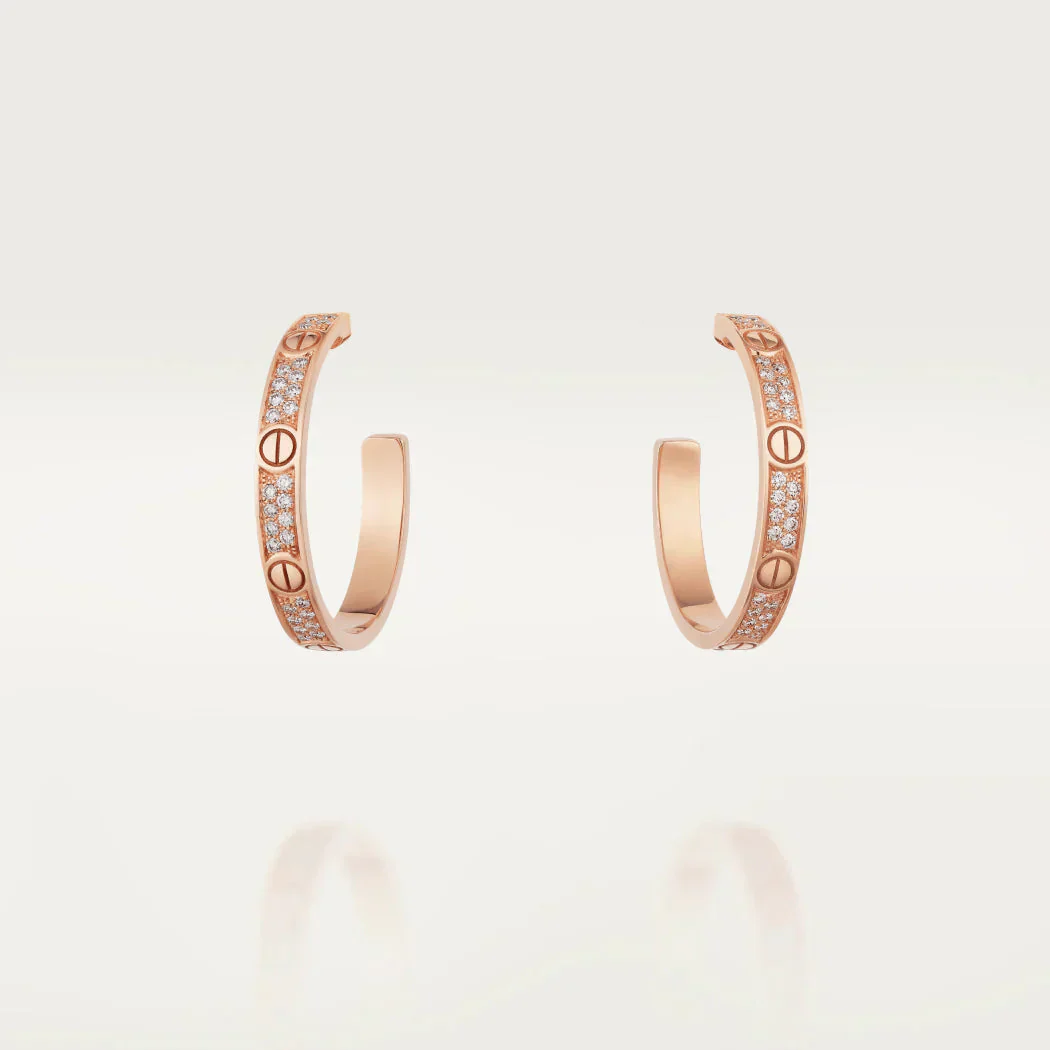 Regalia jewelryLOVE DIAMOND PINK GOLD HOOP EARRINGS