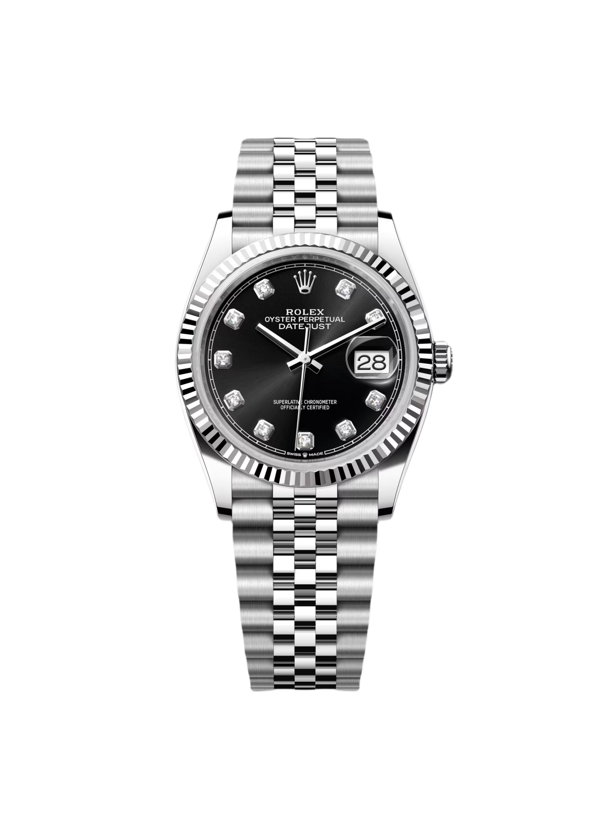 【Super Clone】 ROLEX  Datejust 36mm 126234 Black Diamond Dial Stainless Steel Oyster Mens Watch