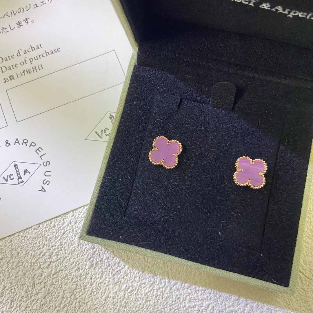 Regalia jewelryCLOVER MINI 9.5MM  PURPLE VIOLET EARRINGS