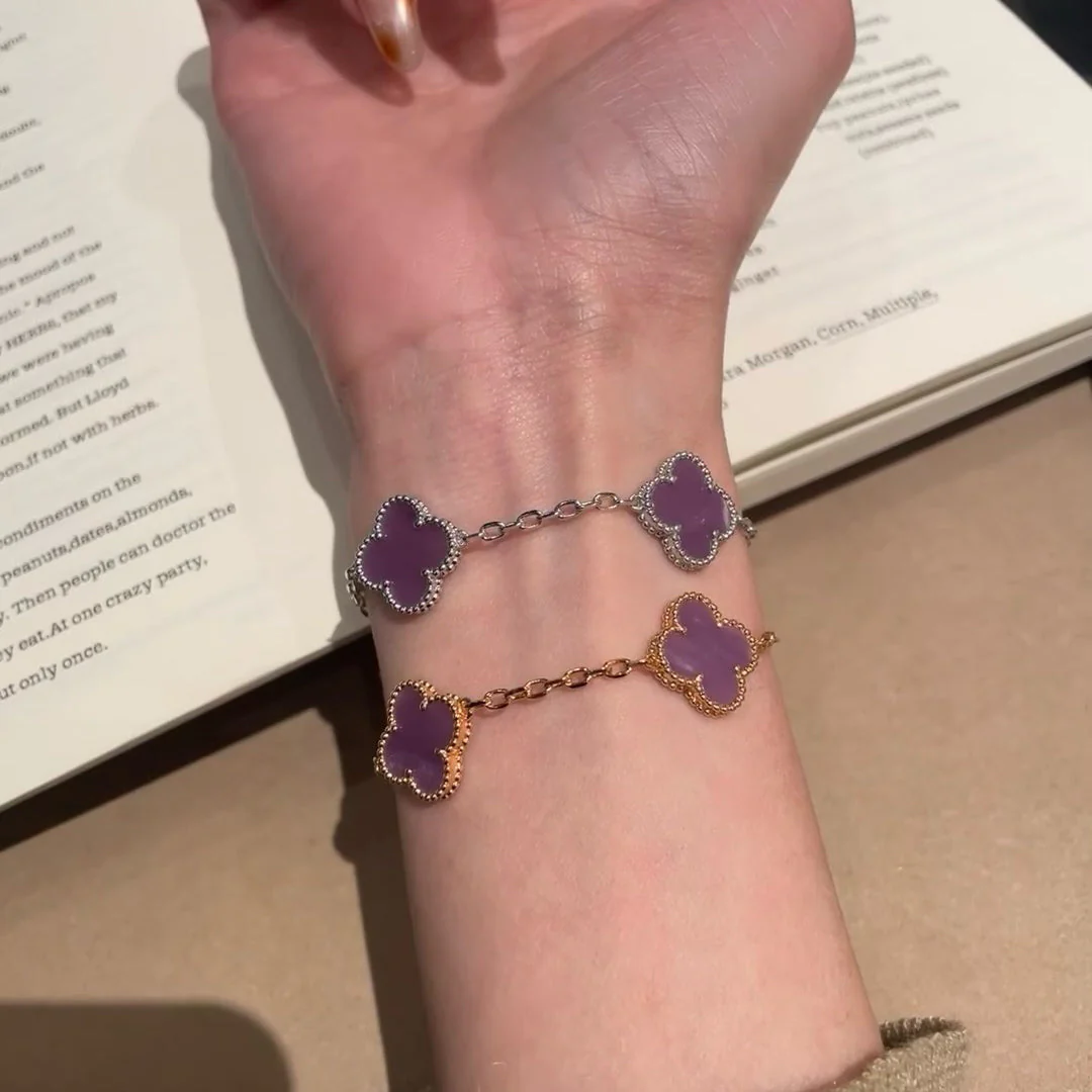 Regalia jewelryCLOVER  5 MOTIFS  PURPLE VIOLET BRACELET