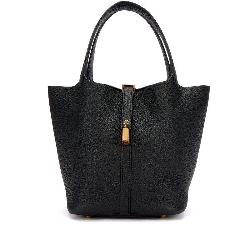 Hermès Black Clemence Picotin Lock 22 Gold Hardware