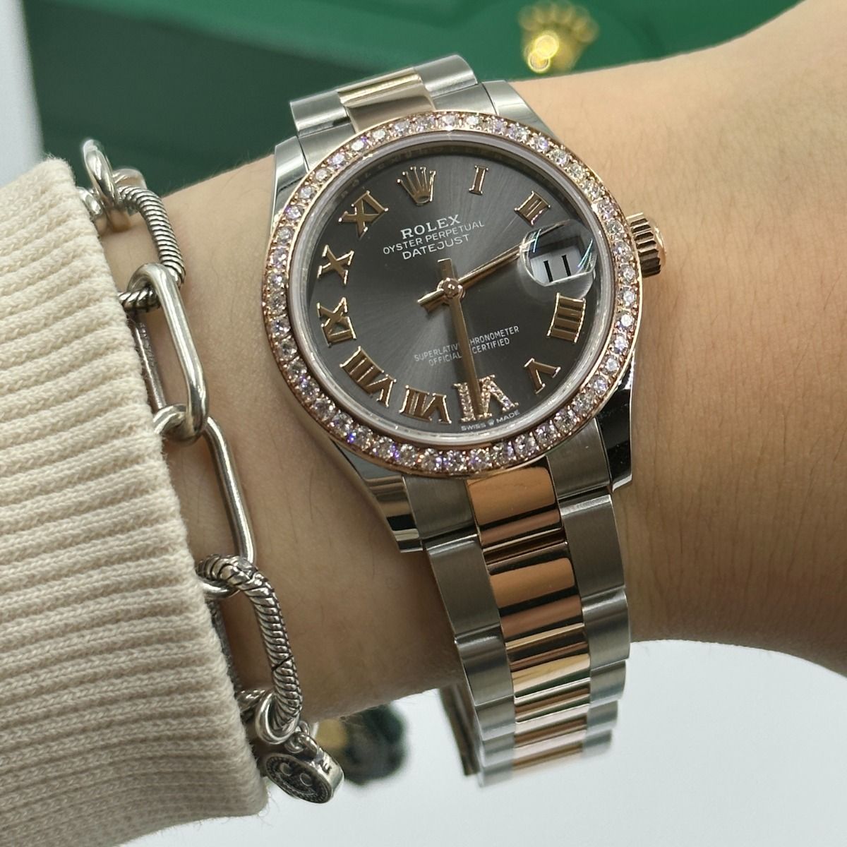 【Super Clone】ROLEX Datejust m278381-0029/0030 Slate Roman Diamond Dial Diamond-Set Bezel 31mm