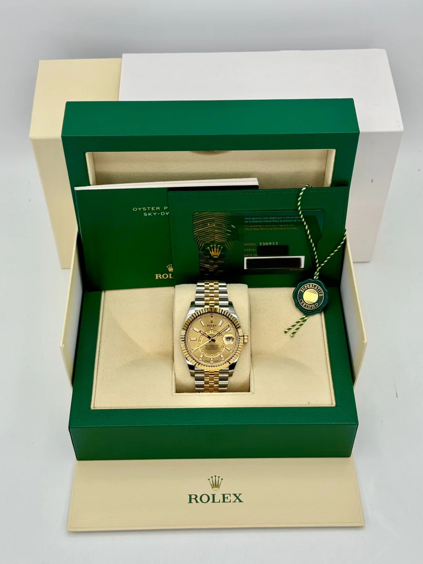 【Super Clone】ROLEX  Sky-Dweller 42mm 336933-0001/0002 Two-Tone Yellow Gold Champagne Dial Oyster