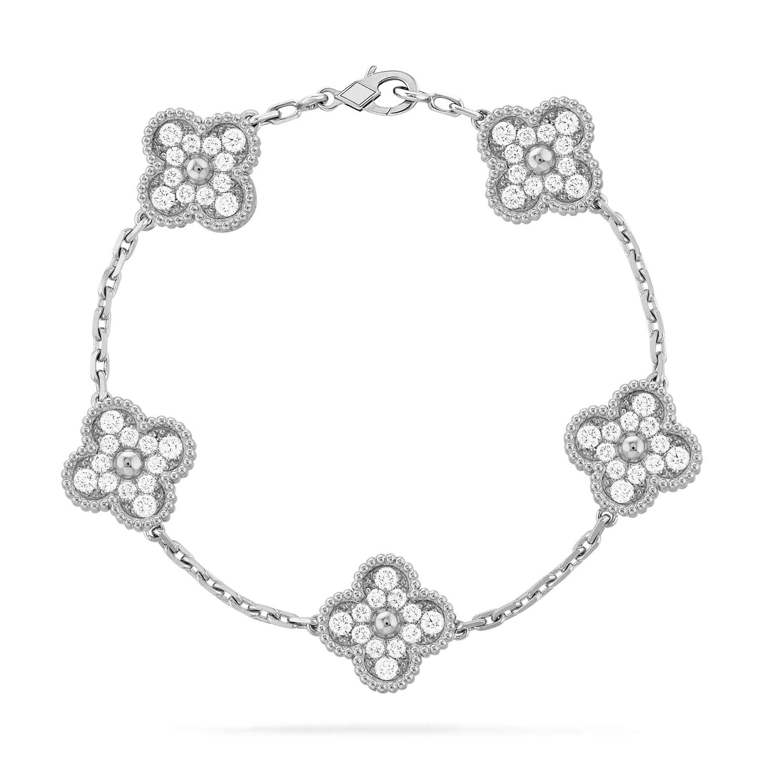 Regalia jewelryCLOVER 5 MOTIFS  DIAMOND BRACELET SILVER