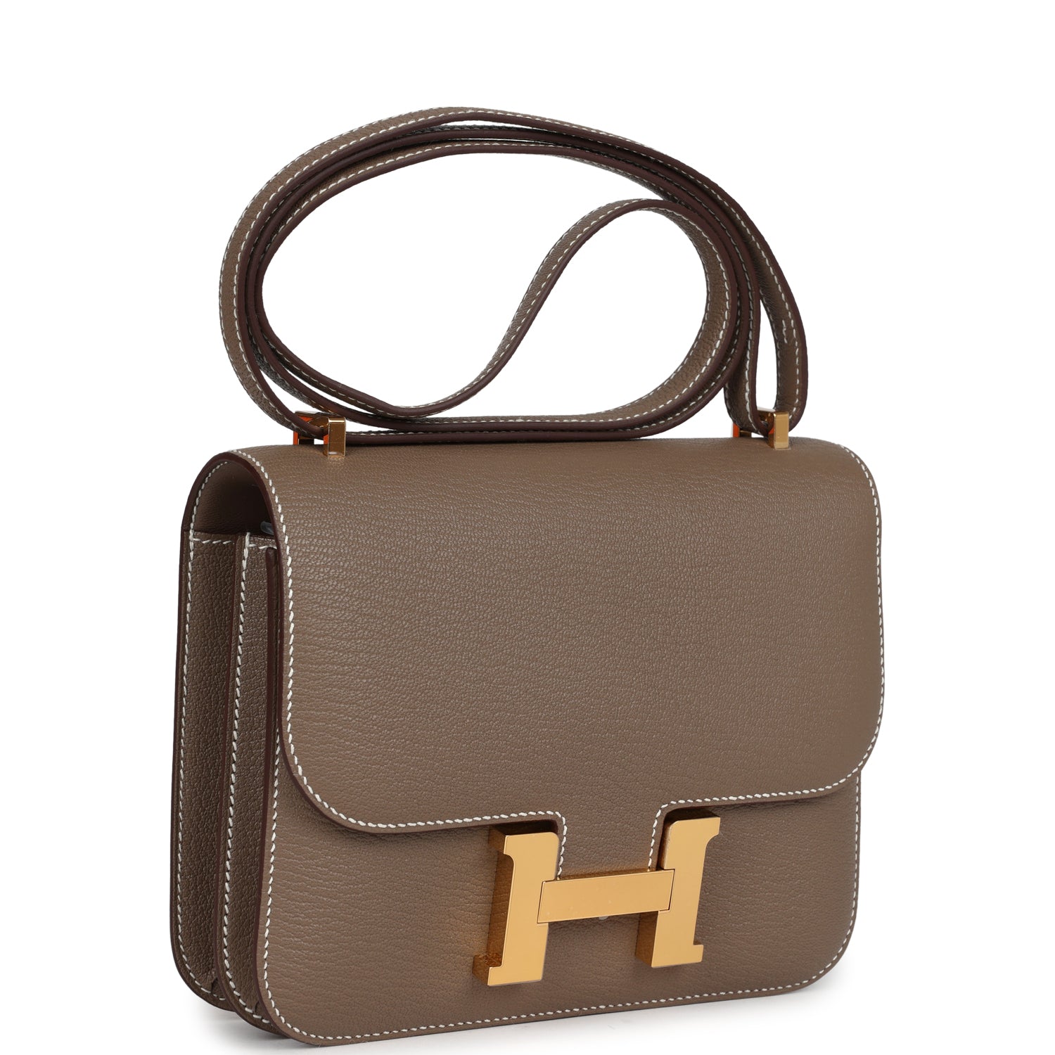 Hermès Constance 18 Etoupe Chevre Mysore Gold Hardware